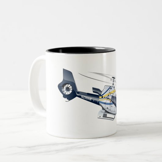 Cartoon-Hubschrauber Zweifarbige Tasse (Vorderseite Links)