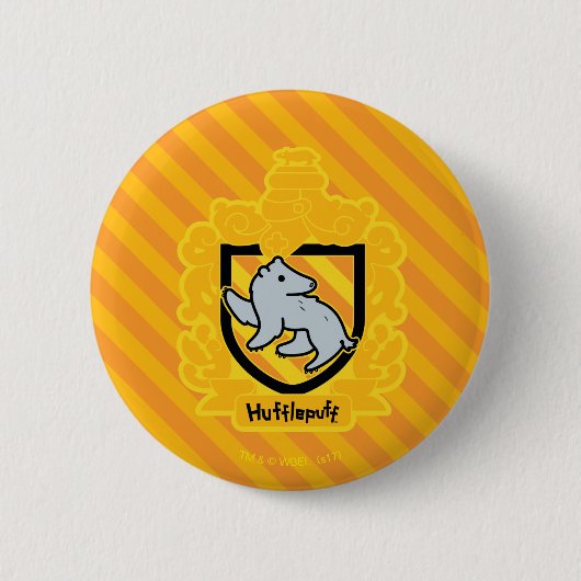 Cartoon Hufflepuff Wappen Button (Vorderseite)