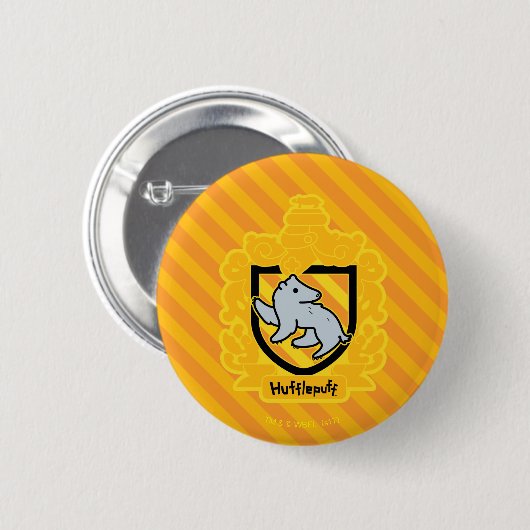 Cartoon Hufflepuff Wappen Button (Vorne & Hinten)
