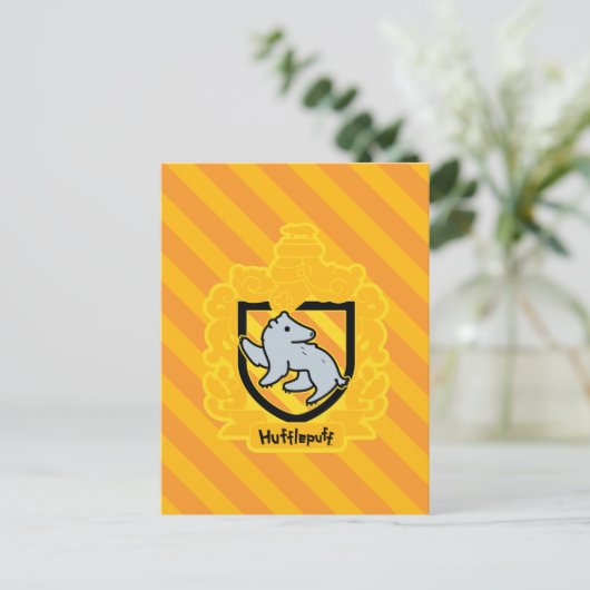 Cartoon Hufflepuff Wappen Postkarte (Stehend Vorderseite)
