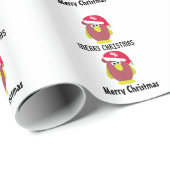 Cartoon Hühnchen in einer Weihnachtsmannmütze Geschenkpapier (Rolleneckpunkt)