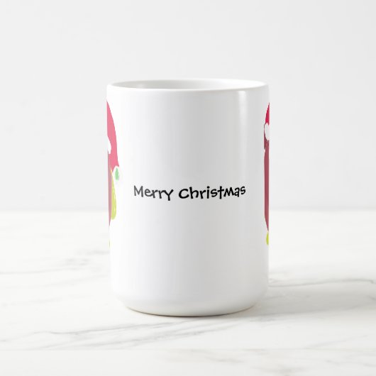 Cartoon Hühnchen in einer Weihnachtsmannmütze Kaffeetasse (Mittel)