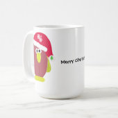 Cartoon Hühnchen in einer Weihnachtsmannmütze Kaffeetasse (Vorderseite Links)