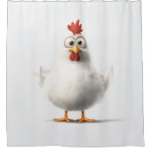 Cartoon Hühnchen mit weichem, weißem Federn Duschvorhang (Vorderseite)