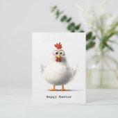 Cartoon Hühnchen mit weichem, weißem Federn Postkarte (Stehend Vorderseite)