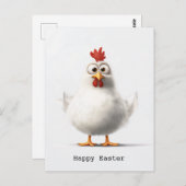 Cartoon Hühnchen mit weichem, weißem Federn Postkarte (Vorne/Hinten)
