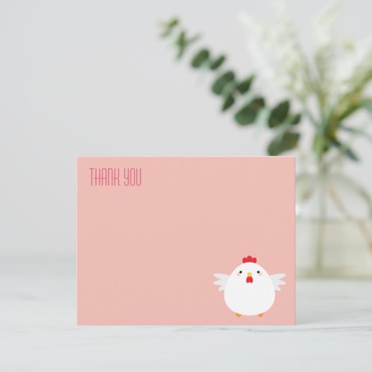 Cartoon Hühnchen (weiß)| Flat Dankeschön Merkkarte Einladung (Stehend Vorderseite)