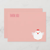 Cartoon Hühnchen (weiß)| Flat Dankeschön Merkkarte Einladung (Vorne/Hinten)