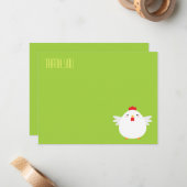 Cartoon Hühnchen (weiß) | Notizkarte Mitteilungskarte (Vorderseite/Rückseite Beispiel)