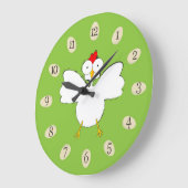 Cartoon-Hühnerbild Große Wanduhr (Winkel)