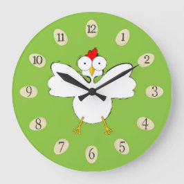 Cartoon-Hühnerbild Große Wanduhr