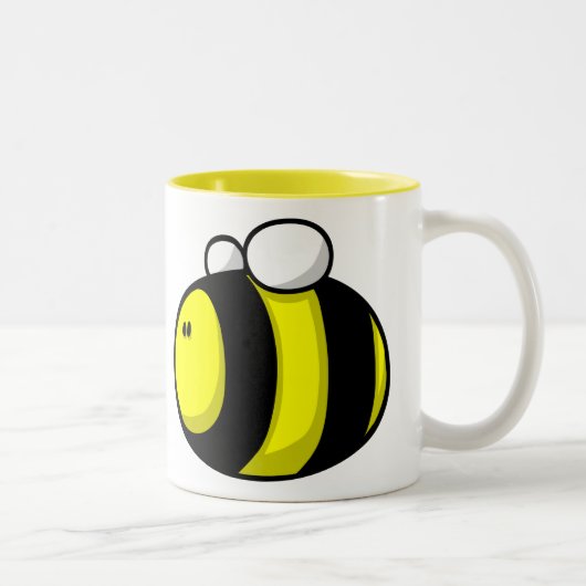 Cartoon-Hummel-Biene Zweifarbige Tasse (Rechts)