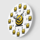 Cartoon-Hummel-und Bienen-Zahlen Große Wanduhr (Winkel)