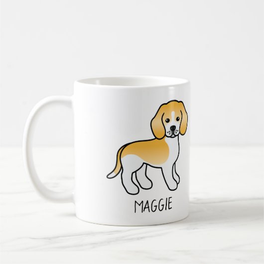 Cartoon-Hund aus Lemon und Weißem Beagle und Text Kaffeetasse (Links)