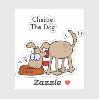 Cartoon Hund essen Hundefutter mit Favoritenbezeic Aufkleber
