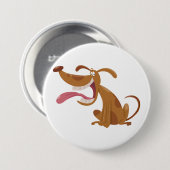 Cartoon Hund mit Big Smile und Zunge Out Button (Vorne & Hinten)