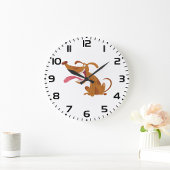 Cartoon Hund mit Big Smile und Zunge Out Große Wanduhr