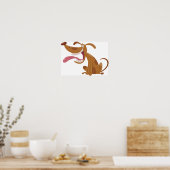 Cartoon Hund mit Big Smile und Zunge Out Poster (Küche)