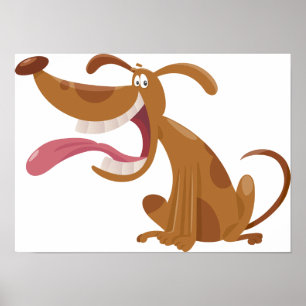 Cartoon Hund mit Big Smile und Zunge Out Poster