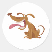 Cartoon Hund mit Big Smile und Zunge Out Runder Aufkleber (Vorderseite)