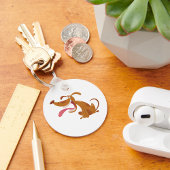 Cartoon Hund mit Big Smile und Zunge Out Schlüsselanhänger