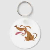 Cartoon Hund mit Big Smile und Zunge Out Schlüsselanhänger (Vorderseite)