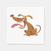 Cartoon Hund mit Big Smile und Zunge Out Serviette (Vorderseite)