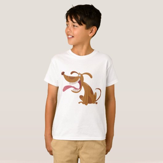 Cartoon Hund mit Big Smile und Zunge Out T-Shirt (Vorne ganz)