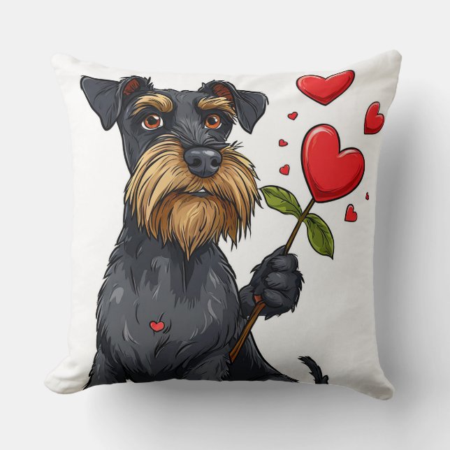 Cartoon-Hund mit Blume Kissen (Vorderseite)