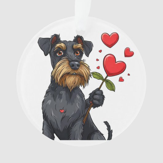 Cartoon-Hund mit Blume Ornament (Vorderseite)