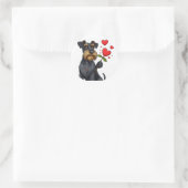Cartoon-Hund mit Blume Runder Aufkleber (Tasche)