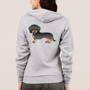 Cartoon-Hund mit Dackel aus Schwarz und Tan Wire Hoodie