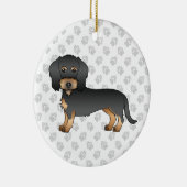 Cartoon-Hund mit Dackel aus Schwarz und Tan Wire Keramik Ornament (Rechts)