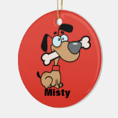 Cartoon-Hund mit einem Knochen in seiner Keramik Ornament (Links)