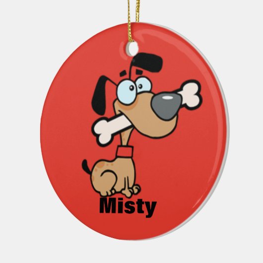 Cartoon-Hund mit einem Knochen in seiner Keramik Ornament (Links)