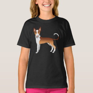 Cartoon-Hund mit rotem und weißem Draht T-Shirt