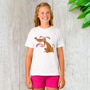 Cartoon Hund mit Zunge-Out-Girls T-Shirt