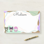 Cartoon-Hund personalisiert Post-it Klebezettel (Auf Schreibtisch)