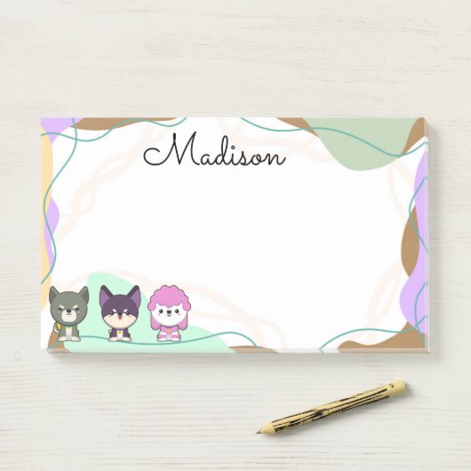 Cartoon-Hund personalisiert Post-it Klebezettel (Auf Schreibtisch)