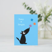 Cartoon Hund & Schmetterlinge Behalten Es Einfache Postkarte (Stehend Vorderseite)