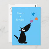 Cartoon Hund & Schmetterlinge Behalten Es Einfache Postkarte (Vorne/Hinten)