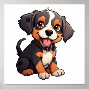 Cartoon-Hunde-Abbildung Poster