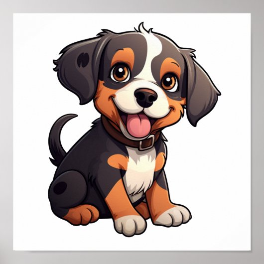 Cartoon-Hunde-Abbildung Poster (Vorne)