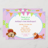 Cartoon Hunde Niedliche Einladung (Vorne/Hinten)