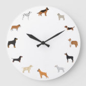 Cartoon Hunde Rassen Große Wanduhr (Vorderseite)