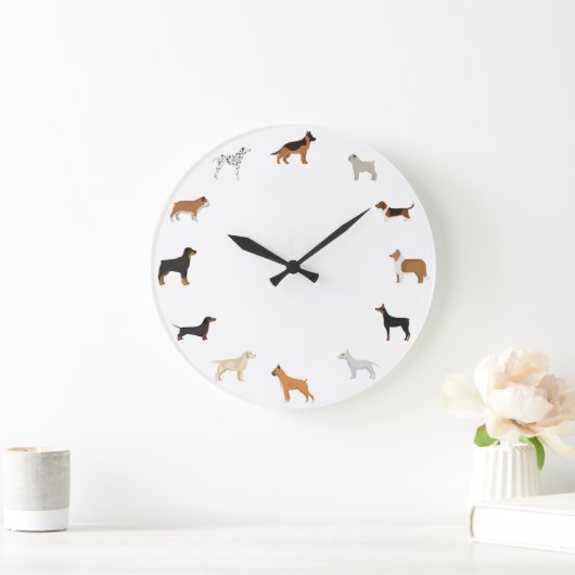 Cartoon Hunde Rassen Große Wanduhr (Zuhause)