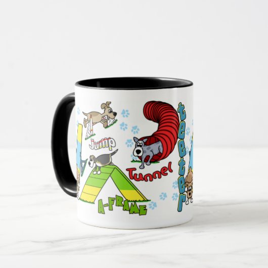 Cartoon-HundeAgility Tasse (Vorderseite Links)