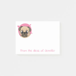 Cartoon-Hundeliebhaber-Geschenk Rosa Süßer Mops Post-it Klebezettel