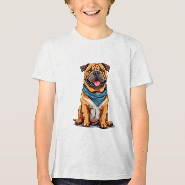 Cartoon-Hundemodelle Tri-Blend Shirt (Vorderseite)