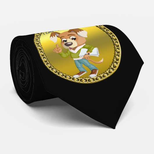 Cartoon Hundestudentin bereitet sich auf die Schul Krawatte (Gerollt)